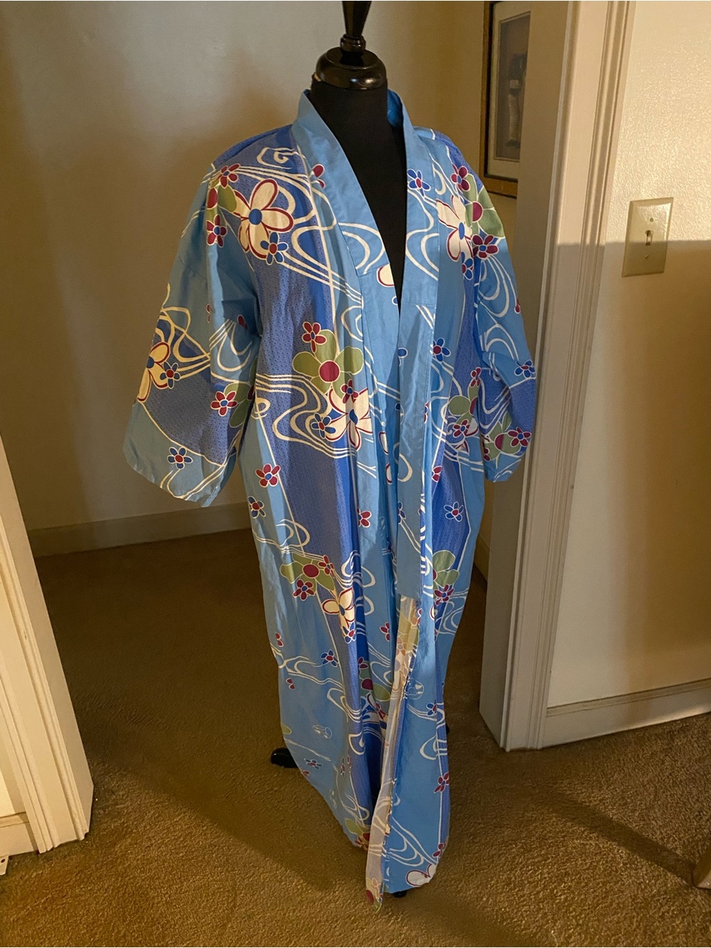 Light Blue Floral Kimono Coat
